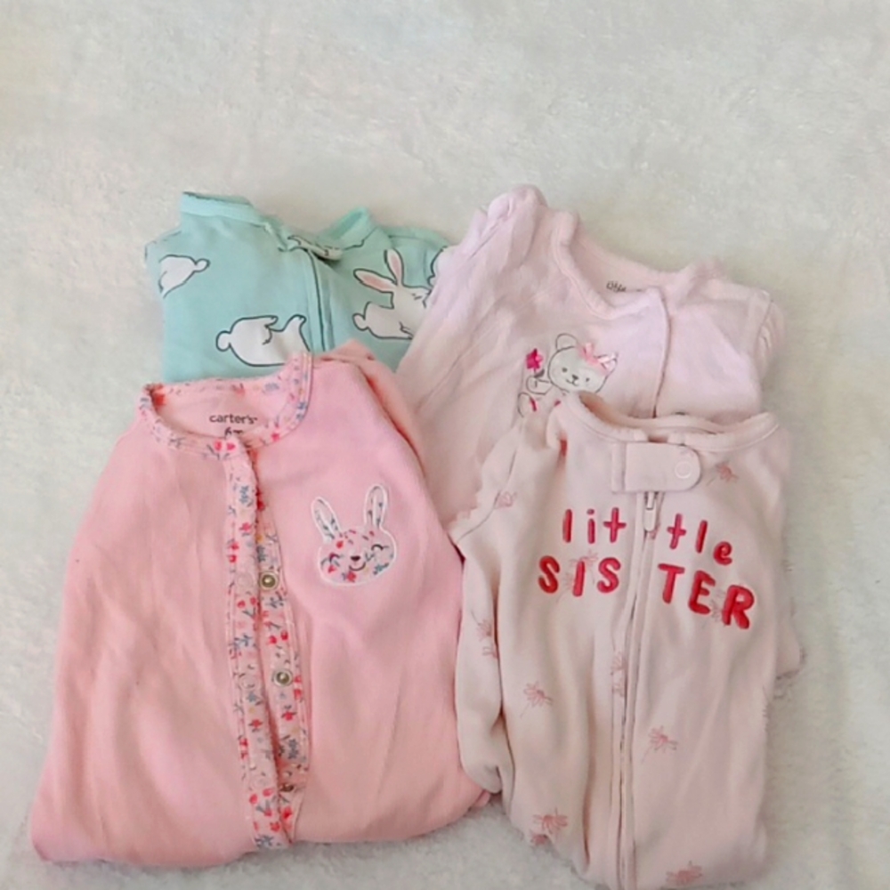 Carter's Pink and Blue Size 6 Month Cozy Footed Pajamas